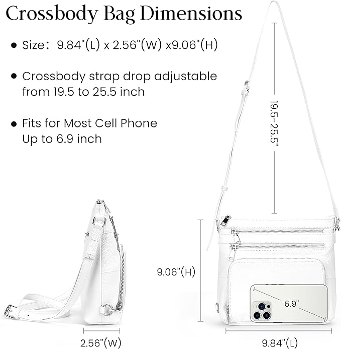 befen Genuine Leather Crossbody Bags for Women, Medium Anti-Theft Shoulder Purse with Built in RFID Wallet for Travel