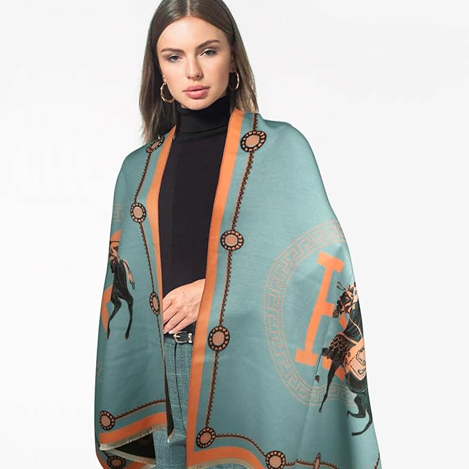 EXTREE Scarfs for Women Pashmina Silky Shawl Wrap for Evening Dressing Blanket Open Front Poncho Cape