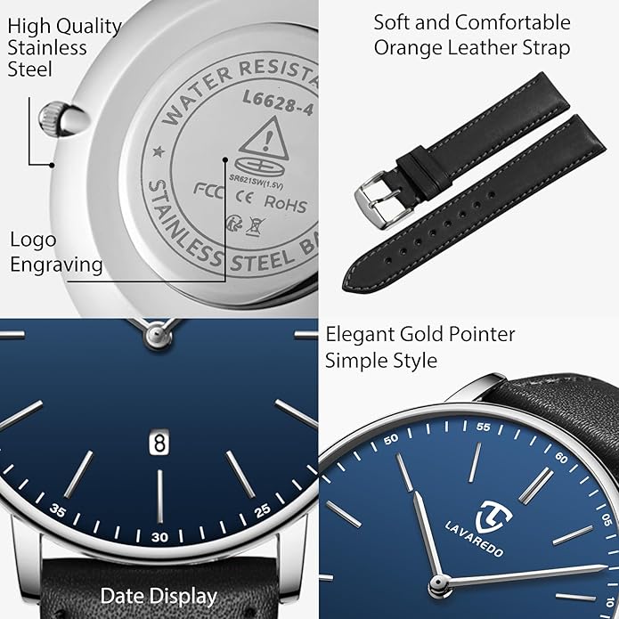 BEN NEVIS Watch, Mens Watch, Minimalist Fashion Simple Wrist Watch Analog Date with Leather Strap