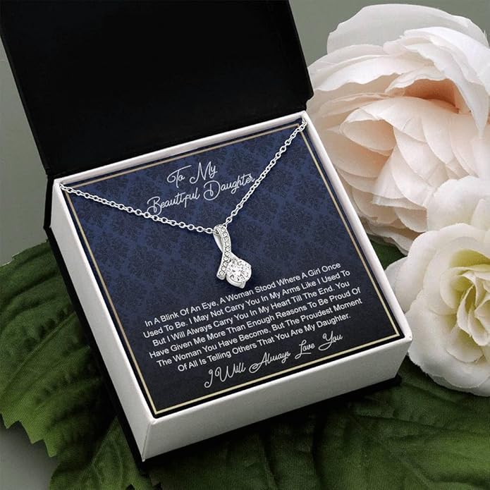 VIRAGIL To My Daughter Gift Necklace From Dad or Mom - Badass Daughter Jewelry With Heartfelt Message & Elegant Box