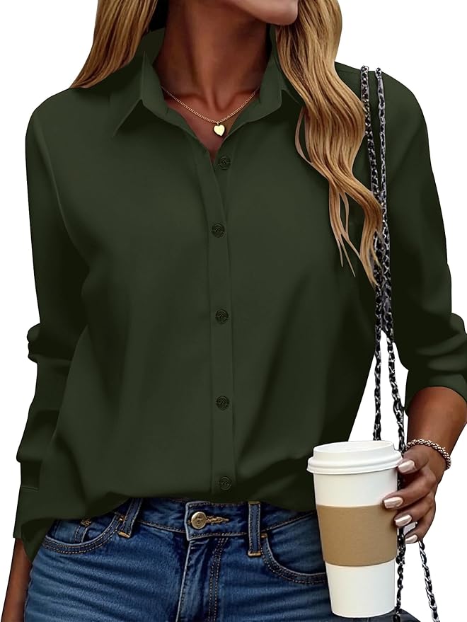 ZEAGOO Button Down Shirt for Women Long Sleeve Blouses Floral Printed Tops Business Casual Work Outfits S-XXL