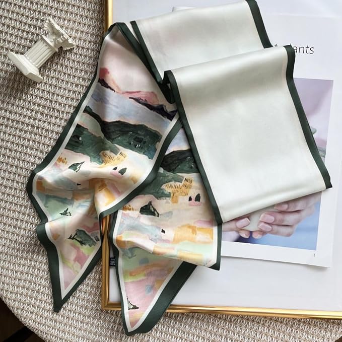 Silk Head Scarf for Hair Fashion Headwrap for Women Lightweight Neck Tie