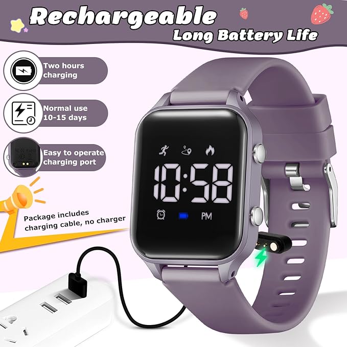 L LAVAREDO Kids Digital Watches for Boys Girls,Waterproof Sport Watch with Pedometer Stopwatch Vibration Alarm for Ages 5-13,No App Fitness Tracker Watch for Kids Teens Birthday Christmas Gifts