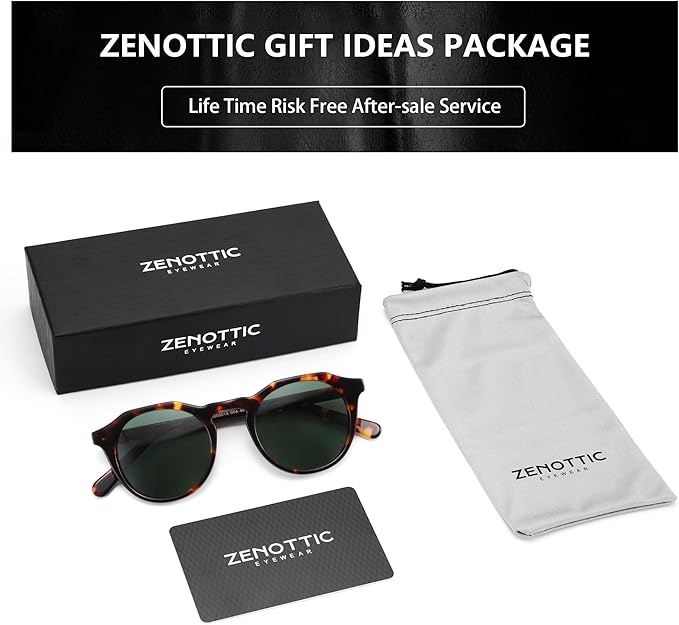 ZENOTTIC Vintage Round Polarized Sunglasses for Men Women UV400 Protection