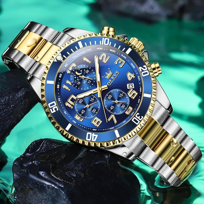 OLEVS Mens Watches Big Face Stainless Steel Waterproof Date Analog Quartz Watches Fashion BusinessWrist Watches for Men…