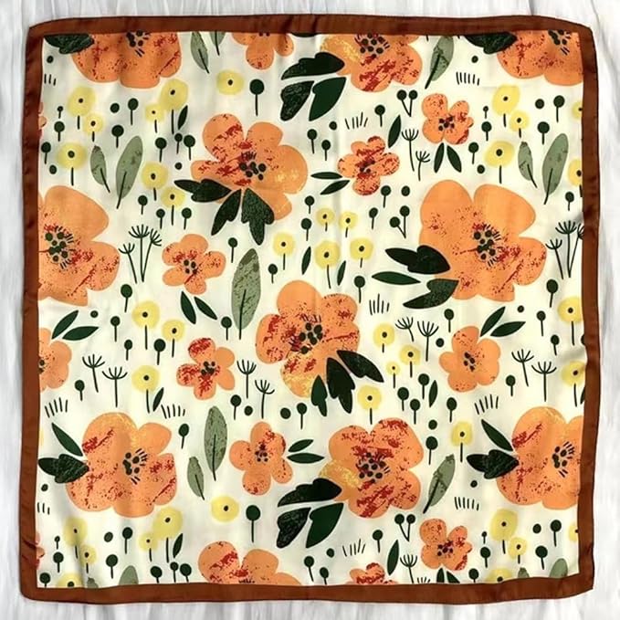 FONYVE Silk Feeling Scarf Medium Square Satin Head Scarf for Women 27.5 × 27.5 inches