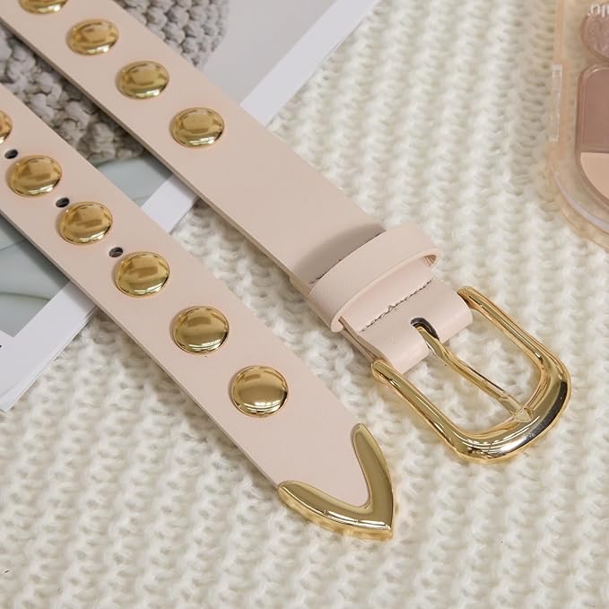 VATAN Women Leather Belt for Jeans Dresses Pants Fashion Ladies Casual Waist Belt with Gold Buckle
