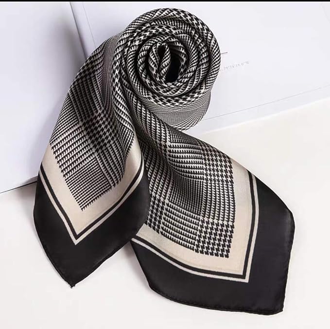 ANDANTINO 100% Real Mulberry Silk Scarf -21'' x 21''- Lightweight Neckerchief –Women Men Small Square Digital Printed Scarves