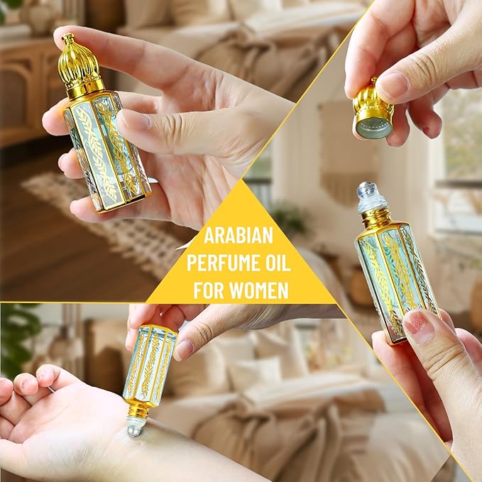 MR.A 3Pack Arabian Perfume for Women, Arabic Long Lasting Perfume Oil Rollerball, Luxury Arab Parfume Oil, Soft Parfume Arabe Roller On Sky Blue, Eau de Parfum Women