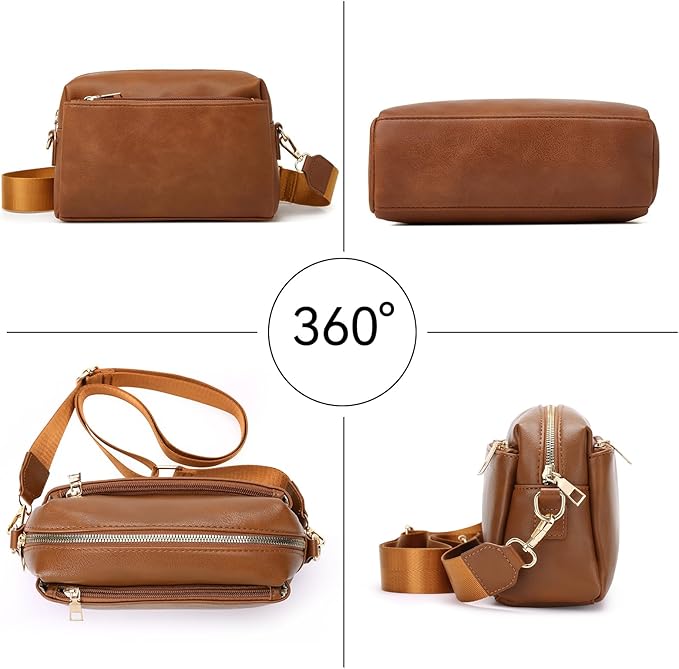 SENDEFN Leather Crossbody Bag for Women Small Clutch Purses Crossbody Shoulder Handbag Wallet Purses RIFD Card Slots