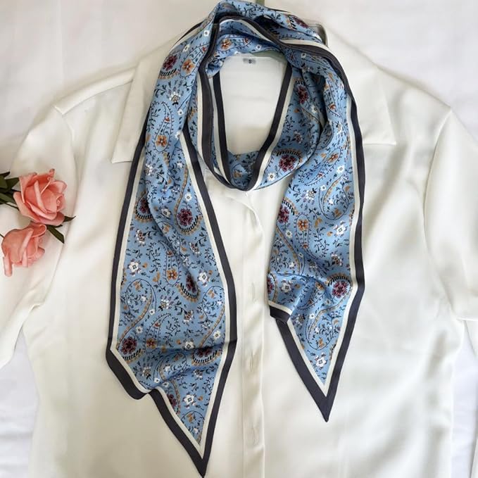 Silk Head Scarf for Hair Fashion Headwrap for Women Lightweight Neck Tie