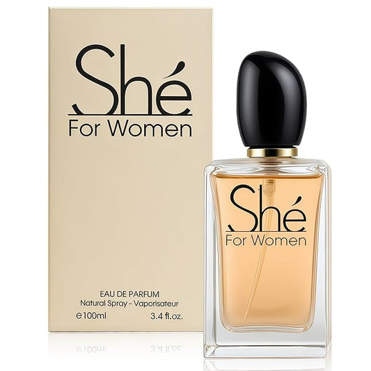 She, Perfume for Women, Long Lasting EDP, Feminine Scent, Delicate Fragrances for Women, Day to Night Wear, 3.4 Fl Oz
