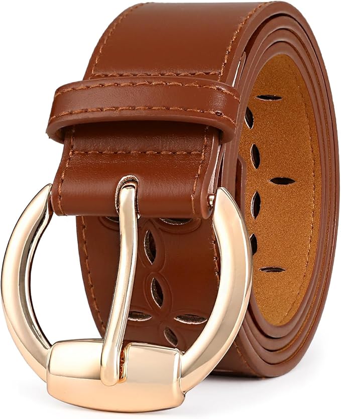 Wide Belts for Women Leather Wide Belts Fashion Thick Black Belt With Gold Buckle Belt for Dresses