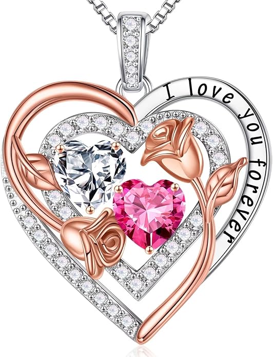 Iefil Mothers Day Gifts for Wife - Sterling Silver Birthstone Necklace Birthday Gifts for Her Wife