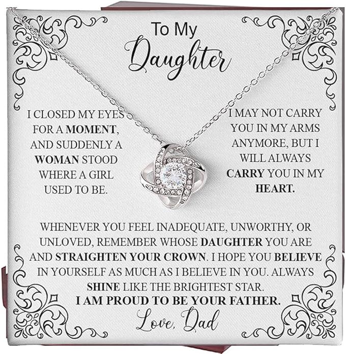 VIRAGIL To My Daughter Gift Necklace From Dad or Mom - Badass Daughter Jewelry With Heartfelt Message & Elegant Box