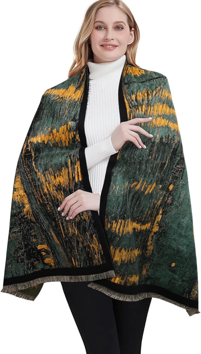 EXTREE Scarfs for Women Pashmina Silky Shawl Wrap for Evening Dressing Blanket Open Front Poncho Cape