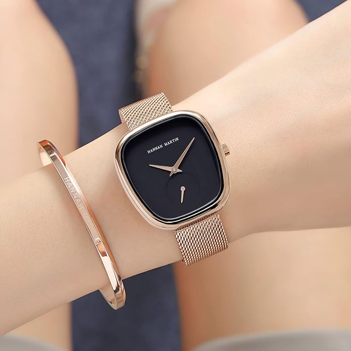 HANNAH MARTIN Watches for Women Waterproof Ladies Analog Quartz Wrist Watches Stainless Steel Band Fashion Dainty Female Watch Luxury Bracelet Diamond