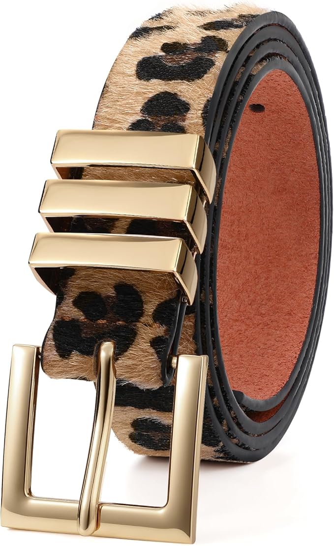 XZQTIVE Plus Size Women's Leather Belts for Jeans Pants Dress Fashion Ladies Waist Belt with Square Gold Buckle