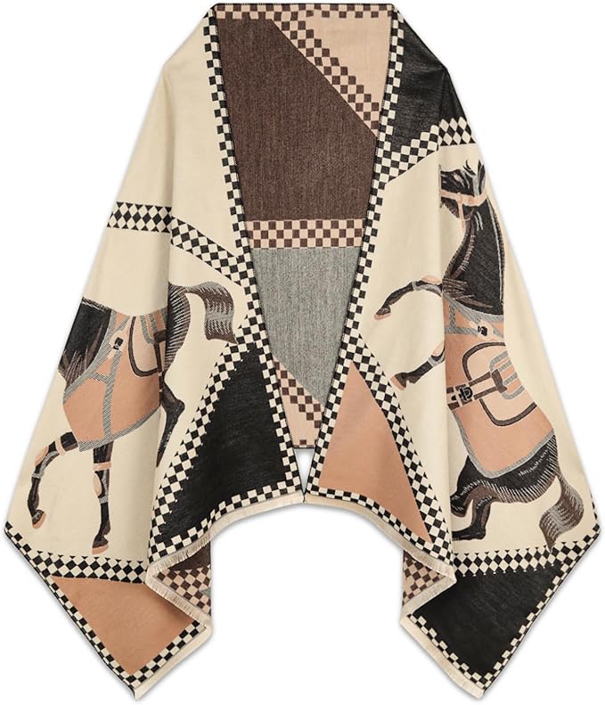 EXTREE Scarfs for Women Pashmina Silky Shawl Wrap for Evening Dressing Blanket Open Front Poncho Cape