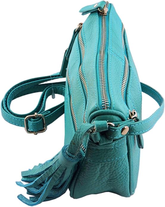 Cowhide Leather Women's Shoulder Purse Small Cross Body Organizer Bag with Many Pockets