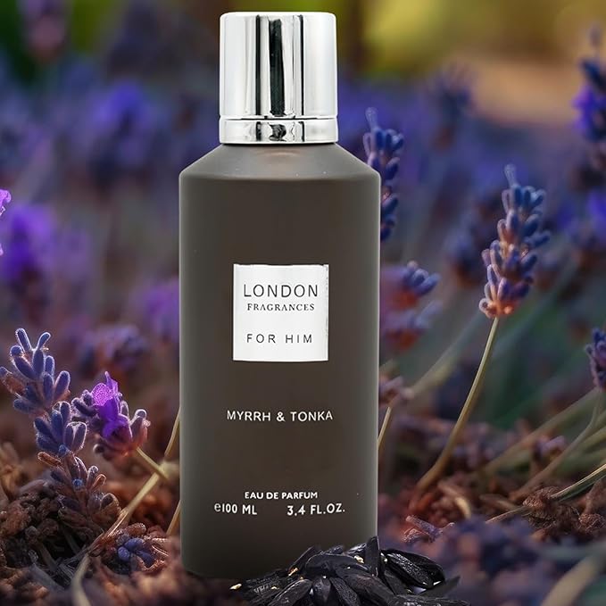 London Fragrances - Myrrh and Tonka - Amber, Vanilla Cologne for Men - Long Lasting Perfume for Men - Woody Eau de Parfum - 3.4 oz