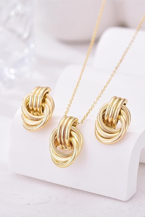 Gold Knot Pendant Necklace for Women Gold Statement Geometric Necklace Dainty Link Choker Necklace Trendy Jewelry Accessories