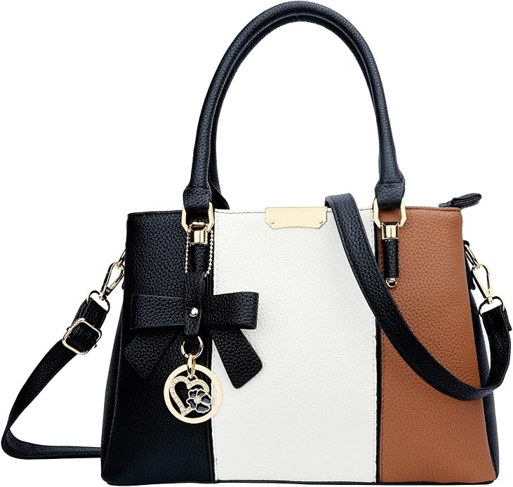 KKXIU 3 Zippered Compartments Purses and Handbags for Women Top Handle Satchel Shoulder Ladies Bags