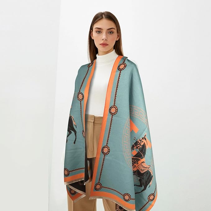EXTREE Scarfs for Women Pashmina Silky Shawl Wrap for Evening Dressing Blanket Open Front Poncho Cape