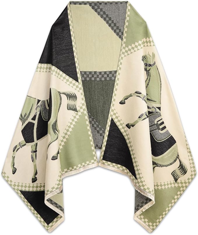 EXTREE Scarfs for Women Pashmina Silky Shawl Wrap for Evening Dressing Blanket Open Front Poncho Cape