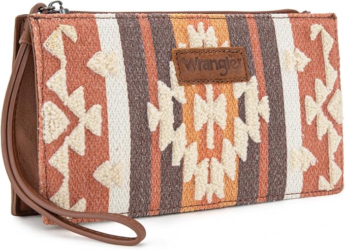 Montana West Wrangler Clutch Purses for Women Western Wristlet Wallet Boho Aztec Card Holder Zipper Handbags for Ladies AR-WG313-181BR