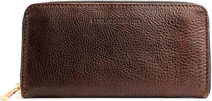 Portland Leather Goods Women's Accordion Zip Wallet – Handcrafted in Durable, Full-Grain Leather – 8 Card Slots & Secure Zippered Pocket – Coldbrew