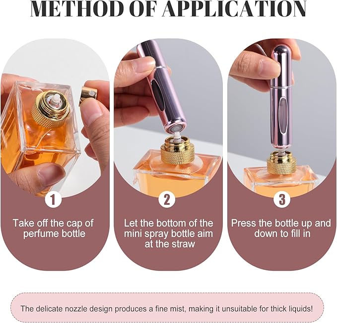 JPNK Mini Refillable Perfume Portable Atomizer Bottle 5PCS Travel Size Spray Refillable Refill Bottle 5 ml with Travel and Outgoing Bag