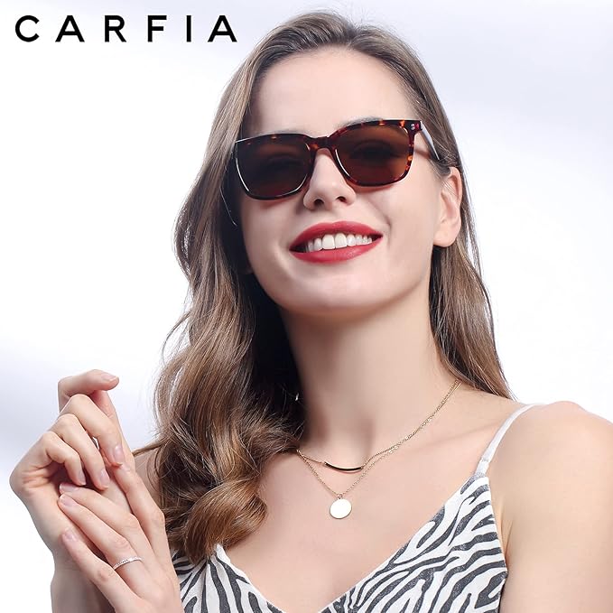 CARFIA Polarized Sunglasses for Women: Acetate, Small/Medium Size, UV400 Anti Glare CA5354