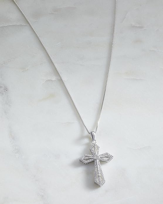 Milla 14K Gold Plated Cross Necklace for Women, Silver Cross Necklaces for Women, 18 inches Chain with Cross Pendant