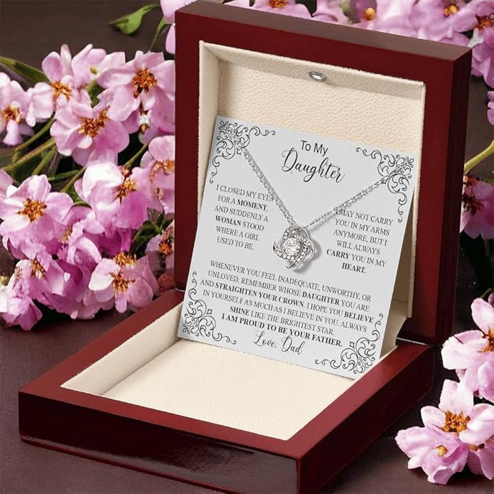 VIRAGIL To My Daughter Gift Necklace From Dad or Mom - Badass Daughter Jewelry With Heartfelt Message & Elegant Box