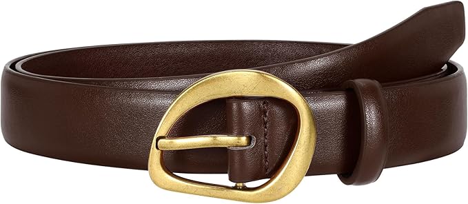 JASGOOD Leather Belts for Women Cute Casual Waist Belt with Gold Buckle Ladies for Jeans Pants Dresses