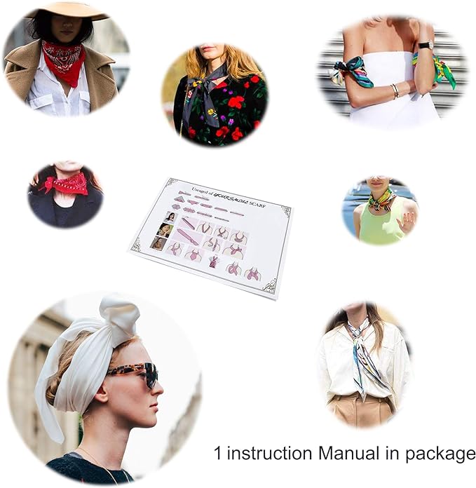YOUR SMILE Silk Like Scarf Women's Fashion Pattern Large Square Satin Headscarf Headdress