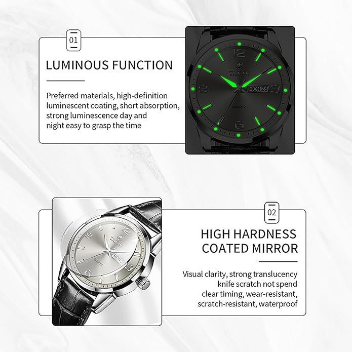 Watches for Men Adjustable Large Arabic Numerals Mens Watches Waterproof Band with Date Popular Quartz Men's Wrist Watch