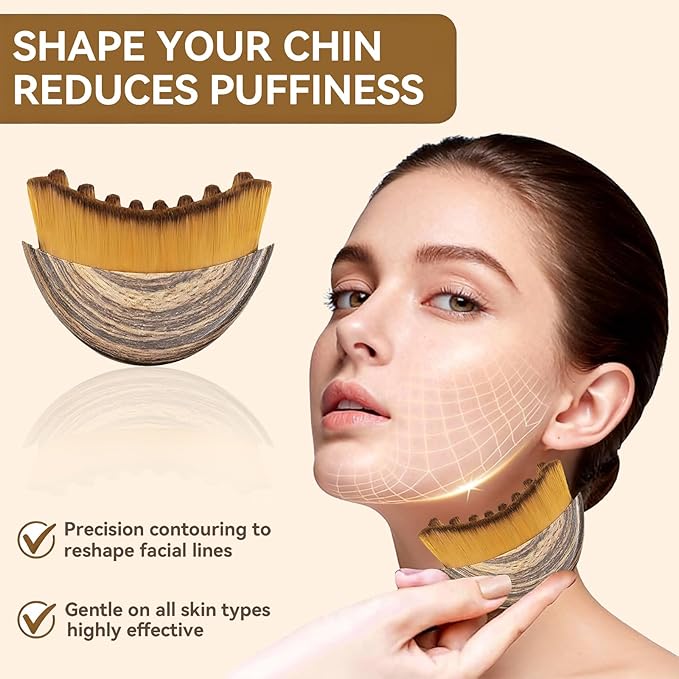 New Lymphatic Contour Face Brush - Dry Brushing Face Massager for Lymphatic Drainage, Chin & Jawline Sculpting - Ergonomic Skin Fit Design to Reduce Puffiness, Relieve Fatigue
