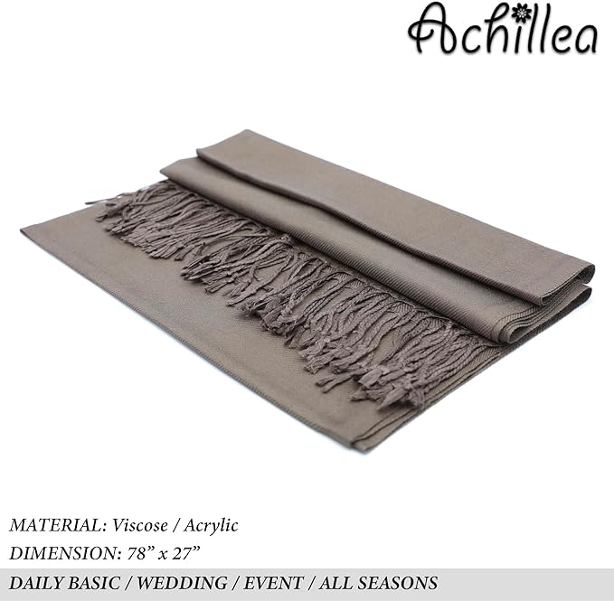 Achillea Soft Silky Pashmina Scarf for Women – Shawl Wrap for Evening Dresses, Bridesmaids, Weddings & Everyday Wear