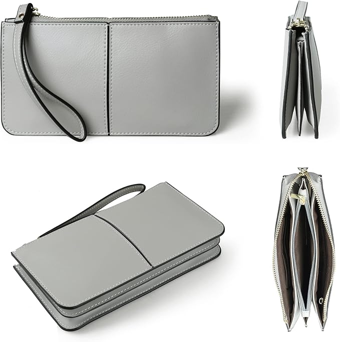 befen Genuine Leather Wristlet Clutch for Women Ultra-Slim Ladies Credit Card Holder Wallet Purses with RFID Protection