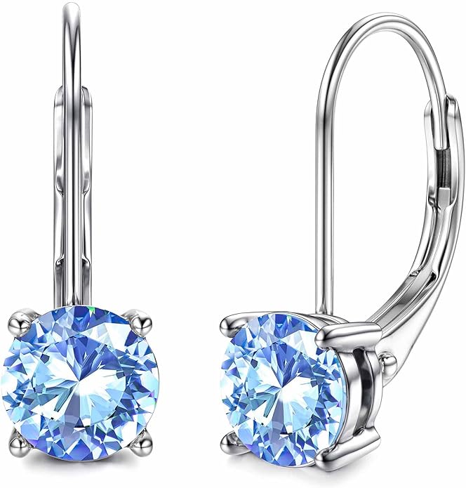 Moissanite Earrings,1.0ct-2.0ct D Color Brilliant Round Cut Earring 18K White Gold Plated Sterling Silver Dangle Earrings Moissanite Leverback Drop Earring s