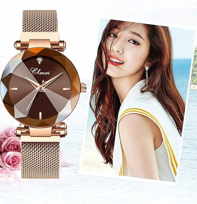 Fashion Watches for Women Rose Gold Stainless Steel Mesh Band Watch Elegant Ladies Gifts Waterproof Wrist Watch