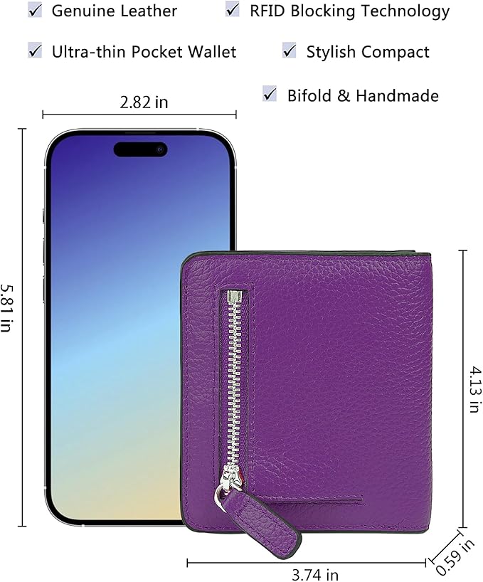 AINIMOER Small Leather Wallet for Women, Ladies Credit Card Holder RFID Blocking Women's Mini Bifold Pocket Purse