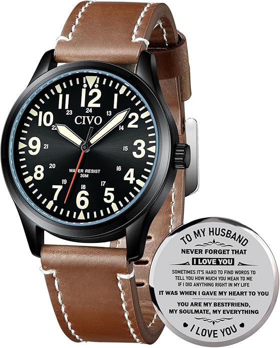 CIVO Analog Wrist Watches for Men: Waterproof Stainless Steel Mens Watches - Silver Watch with Easy Read Dial Men's Watch for Gift