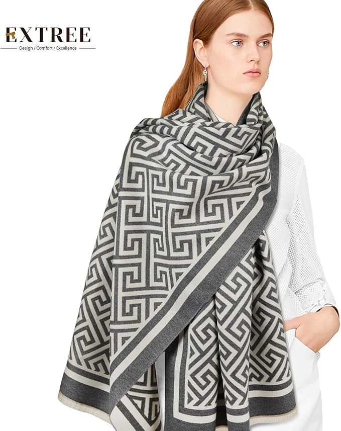 EXTREE Scarfs for Women Pashmina Silky Shawl Wrap for Evening Dressing Blanket Open Front Poncho Cape