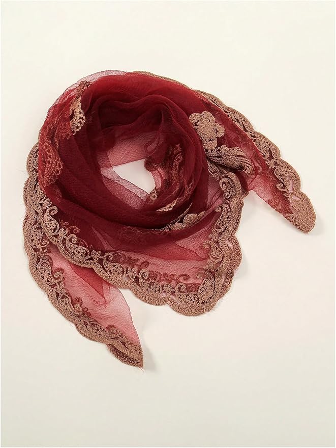 Floerns Women's Flower Embroidery Hair Scarf Headband Sheer Lace Hair Bandana