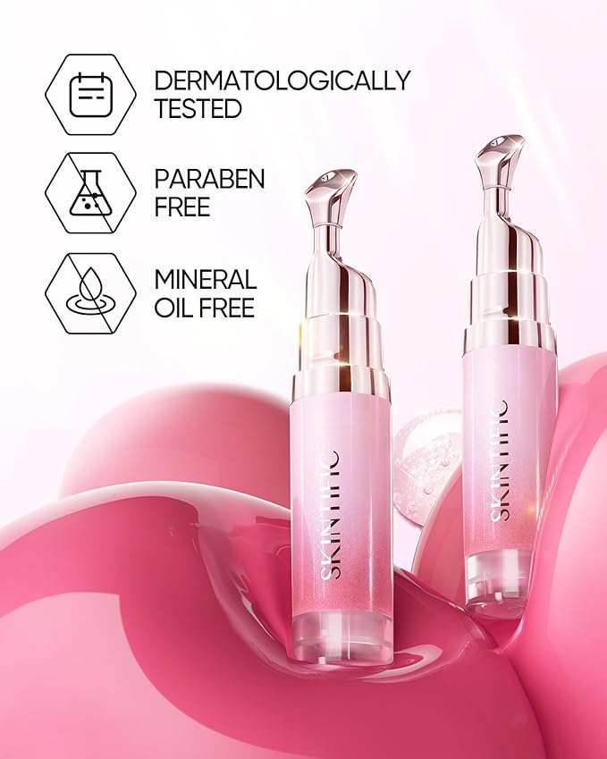Peptide Brightening Lip Serum, Hydrating & Plumping Tinted Lip Gloss, Moisturizing Lip Balm with Polypeptides & Squalane for Glossy Sheer, Smooth Lips (05 Peach Rose)