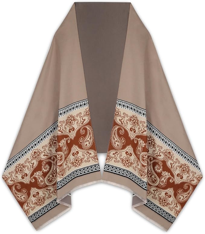 EXTREE Scarfs for Women Pashmina Silky Shawl Wrap for Evening Dressing Blanket Open Front Poncho Cape