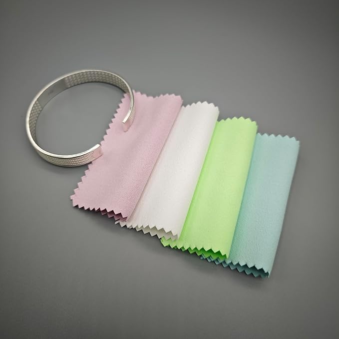 50pcs Jewelry Cleaning Cloth Polishing Cloth for Sterling Silver Gold Platinum Small Polish Cloth (3" x 3") (Pink)